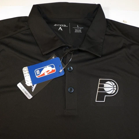 NEW NWT INDIANA PACERS NBA BASKETBALL POLO GOLF SHIRT Mens L Black Cover