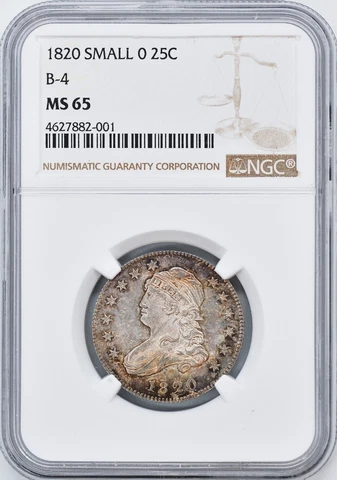 1820 CAPPED BUST 25C NGC MS 65 Cover