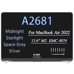 for MacBook Air M2 2022 A2681 EMC 4074 LCD Screen Display Complete Top Assembly - Picture 1 of 9