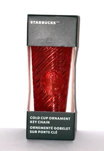 Starbucks 2024 Holiday Siren Logo Twist Stripe Llavero Adorno Rojo B*H - Imagen 1 de 4