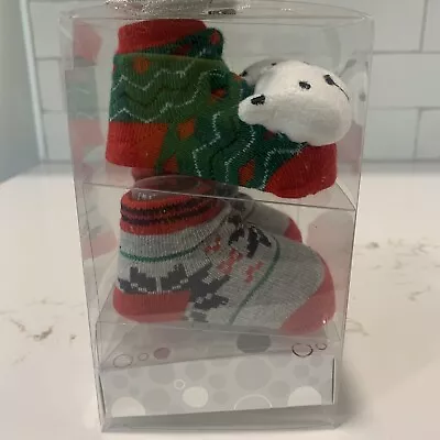 Little Me Christmas Holiday Infant Booties Unisex Infant 0-12 Months Slippers - Image 1 of 4