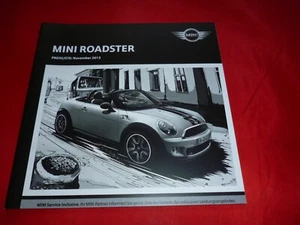 MINI Roadster R59 Cooper Cooper S SD John Cooper Works lista de precios noviembre 2013 - Imagen 1 de 1