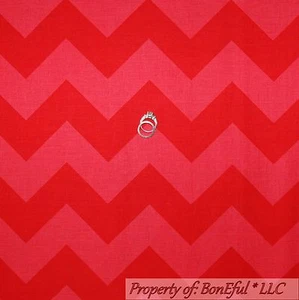 BonEful Fabric FQ Cotton Quilt Red Tone American CHEVRON Stripe Seuss Xmas Girl - Picture 1 of 8