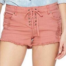 Billabong Shorts Distressed Tie Lace Up Front Lite Hearted Pink Sz. 25