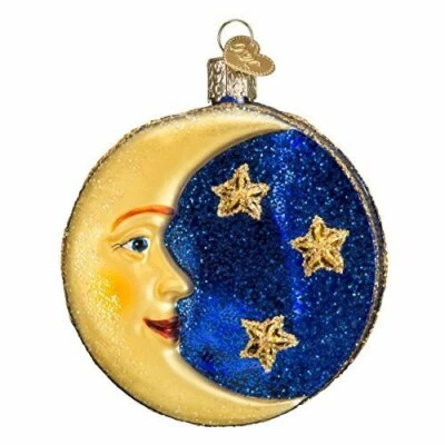 Ornamento de vidro soprado de Natal do Velho Mundo, Homem na Lua (com caixa de presente OWC) - Imagem 1 de 4
