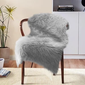 2x3 ft Faux Fur Rug White Sheepskin Chair Cover for Bedroom Sofa Living Room - Picture 1 of 6