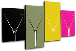 Colour Martini Glasses Food Kitchen MULTI CANVAS WALL ART Picture Print VA - Picture 1 of 1