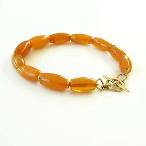 Old Baltic Amber 18K gold Bracelet Yellow Orange Amber - Handmade Fine Jewelry - Picture 1 of 5
