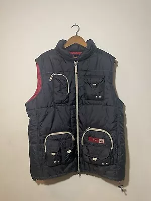 Chaleco de Colección Triple Five Soul Para Hombres L Negro Rojo Táctico Rave Patinador Abrigo Abombado Y2K Foto 1 de 4