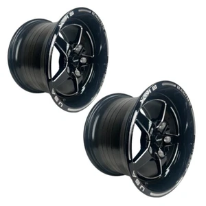 2x VWST060 VMS Black Drag 5 Spoke VStar Rim Wheel 15x10 5X120.65 +50 ET 7.5” BS - Picture 1 of 5