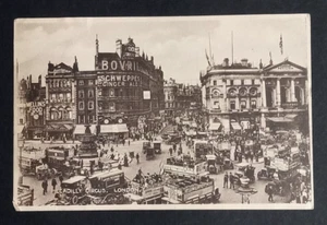 Piccadilly Circus Straßenansicht antike Autos Schilder London England Postkarte um 1920 - Bild 1 von 2