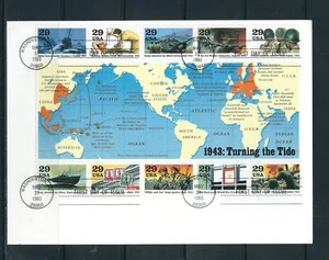 US SC # 2765a-j World War two - Block Of 10 - FDC . On a card - Picture 1 of 1