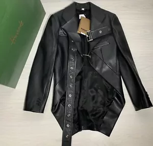 Burberry GENUINE RUNWAY Leather Biker Jacket Sz UK 6 EU 38 NEW - Picture 1 of 12