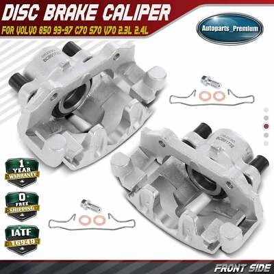 2x Front LH & RH Brake Calipers w/ Bracket for Volvo 850 93-97 C70 S70 2.3L 2.4L - Image 1 of 4