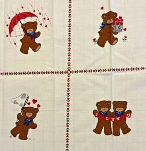 Cranston VIP LUV BEARS Fabric Panel Picture Book Patches Love Heart Valentine - Picture 1 of 4