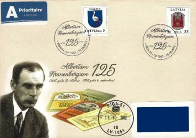 Latvia 2012 Latvian graphic artist Alberts Kronenbergs - postmark (a. cover) - Image 1 of 3