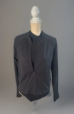 Chaqueta ajustada para mujer Lululemon Athletica con orificios para el pulgar 3/4 cremallera negra talla M Foto 1 de 4