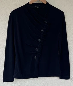 Lafayette 148 Pullover asymmetrisch gerafft Knopfleiste Merinowolle M Luxus - Bild 1 von 7