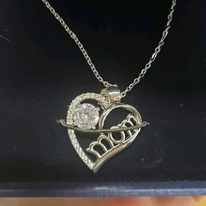 April Geburtsstein 925 Sterling Silber "Mama" Herz Anhänger Halskette mit CZ Stein  - Bild 1 von 6