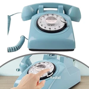 Nostalgic Design Blue Rotary Dial Phone for Modern Communication Needs - Zdjęcie 1 z 7