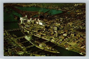 Cedar Rapids IA, Aerial, Municipal Island Quaker Oats Co Vintage Iowa Postcard - Picture 1 of 2