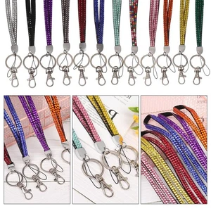 Rhinestone Retractable Card Holder Neck Strap Lanyard Hanging Rope Necklace - Photo 1 sur 16