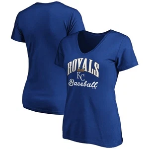 Women's Fanatics Royal Kansas City Royals Victory Script V-Neck T-Shirt - Picture 1 of 3