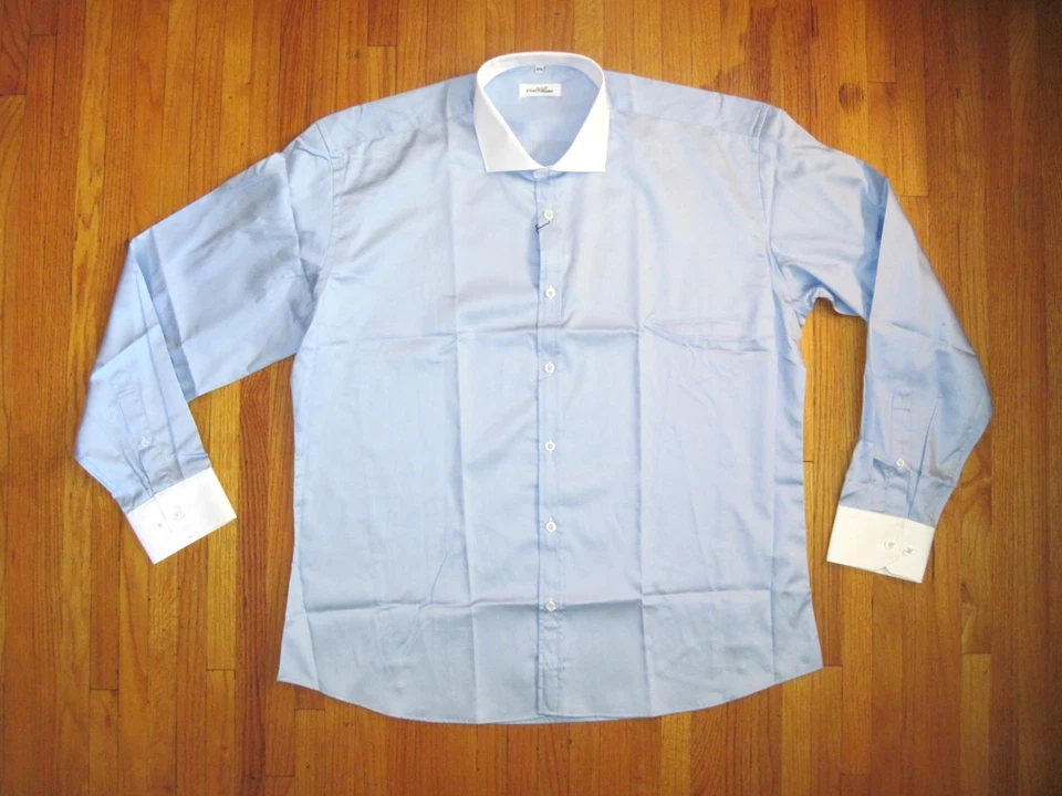 Camisa de vestir Ethan Williams de fácil cuidado azul/blanco cuello/puño manga larga 3XL NUEVA CON ETIQUETAS Foto 1 de 4