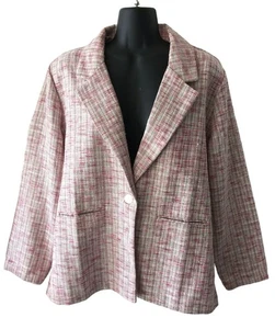 Vintage Tudor Court By Haband Pink Tweed Collared Career Blazer Jacket Medium M - Picture 1 of 5