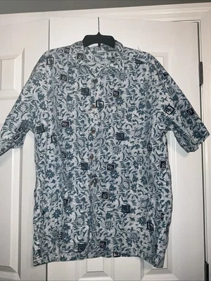 Ocean Pacific Men 2XL Blue Floral Print Short Sleeve Classic Fit Button Down - Image 1 of 4