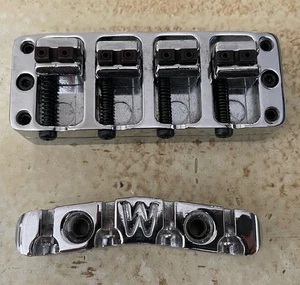 Warwick 2 piece adjustable bass bridge in chrome with screws and allen keys - Picture 1 of 14