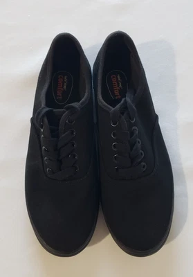 Zapato antideslizante Safe T Step para mujer 7 negro ropa de trabajo lona con cordones Foto 1 de 3