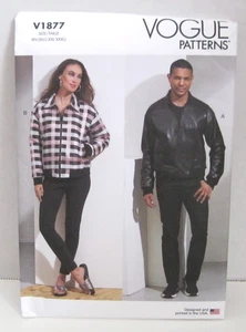 Vogue Patterns 1877 Lined Bomber Jacket Misses' & Men's  XL-XXXL (46-56) Uncut - Picture 1 of 3