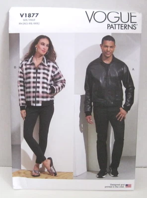 Vogue Patterns 1877 Lined Bomber Jacket Misses' & Men's  XL-XXXL (46-56) Uncut - Image 1 of 3