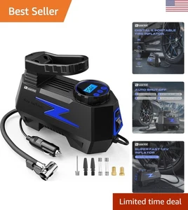 Bomba de aire compacta para automóviles y bicicletas; medidor digital 150 PSI y apagado automático - Imagen 1 de 11