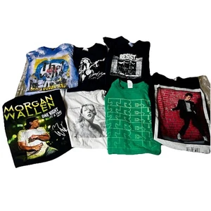 Band T-shirts Men Lot Of 7 Various Sizes Swift Bowie Phish The Who Jackson - Picture 1 of 19