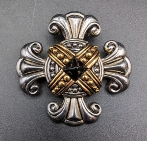 Premier Designs Silver Gold Tone Maltese Cross Brooch Pin - Picture 1 of 7