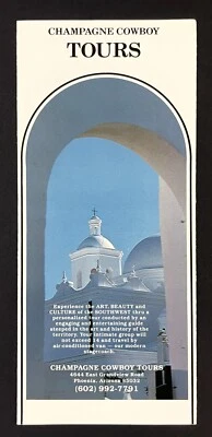 Champagne Cowboy Tours Phoenix Arizona 1985 folleto de viaje de colección Old West Desert Foto 1 de 3