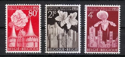 Belgium 1955 MNH Mi 1010-1012 Sc 482-484 Ghent Flower Exhibition & Castles ** 02 - Image 1 of 2