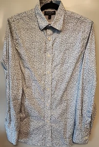 Men's Banana Republic Slim Fit Button Down Shirt Small White Preppy Blue Floral - Picture 1 of 22
