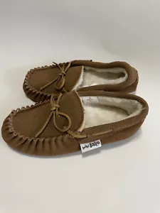 mini boden Girls slippers moccasins  Brown Suede Cozy Sherpa Lining Laces 34 - Picture 1 of 5