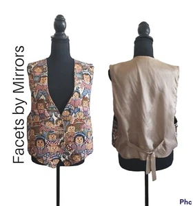 Vintage Facets By Mirrors Women Tapestry Kids Vest size L made in USA  - Picture 1 of 12