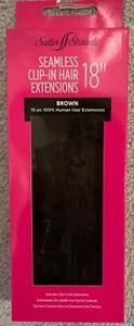 Satin Strands 18 Inch Brown Seamless Clip In Hair Extensions, 100% Human Hair, - Picture 1 of 1