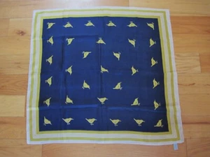WM Chelsea LTD Pure Silk Scarf Blue & Yellow with Birds - Picture 1 of 4