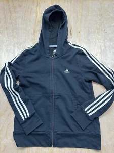Adidas Essentials Sweatshirt 3-Stripes Full Zip Men's Hoodie - Black - Large - Picture 1 of 6