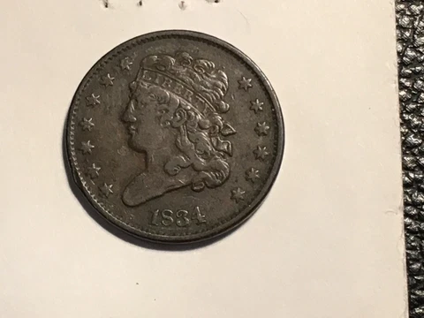 1834 Half Cent Nice High Grade Original Uncleaned Cover