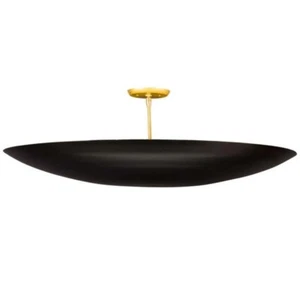 Mid Century Ceiling Brass Flush Mount Fixture Pendant 6 Light , Matte Black - Picture 1 of 5