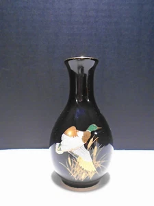 Vintage Otagiri Gibson Grußkarten schwarze Vase mit Mallard Ente 4 1/2 Zoll hoch - Bild 1 von 4