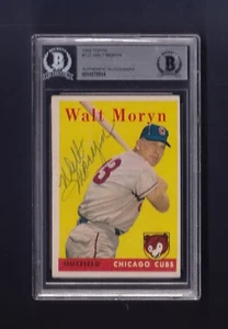 Tarjeta de béisbol firmada por Walt Moryn de los Cachorros 1958 Topps autenticada por Beckett - Imagen 1 de 1