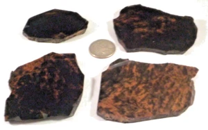 4 More Beautiful Mahogany Obsidians Total 7.1 Ounces Estate 1st pic wet #3513 - Picture 1 of 4